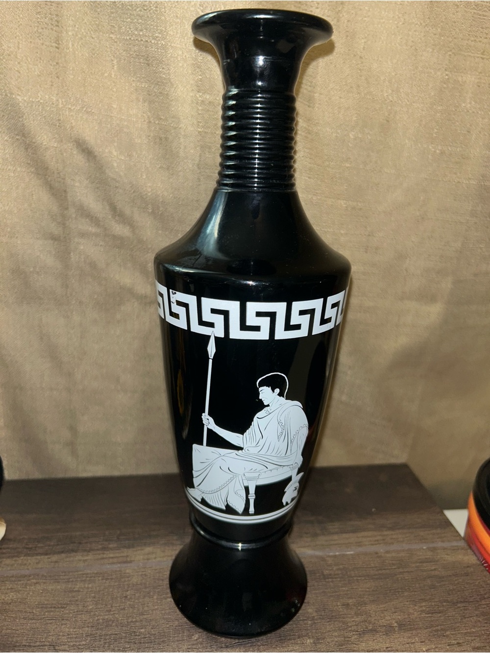 Vintage Jim Beam Decanter Vase Black Greek Roman Caesar